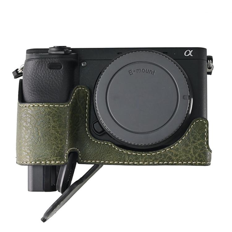 For Sony ILCE-6400 / A6300 / A6200 Litchi Texture PU Leather Camera Half Case Base(Green) by bashfashion