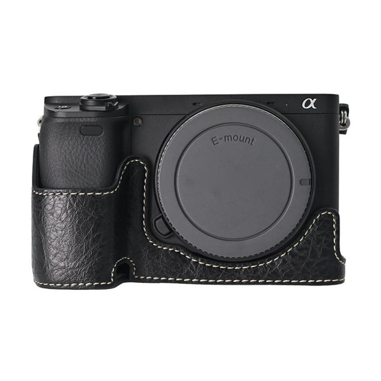 For Sony ILCE-6400 / A6300 / A6200 Litchi Texture PU Leather Camera Half Case Base(Black) by bashfashion
