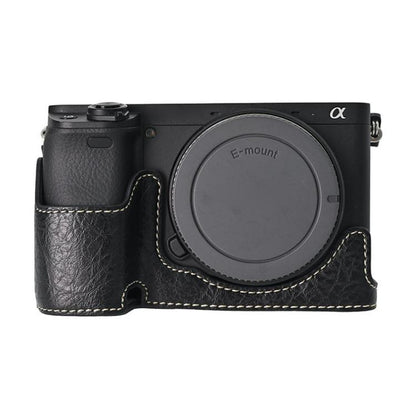 For Sony ILCE-6400 / A6300 / A6200 Litchi Texture PU Leather Camera Half Case Base(Black) by bashfashion