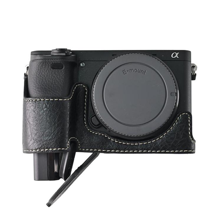 For Sony ILCE-6400 / A6300 / A6200 Litchi Texture PU Leather Camera Half Case Base(Black) by bashfashion