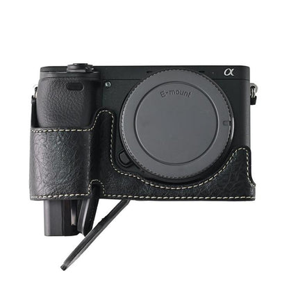 For Sony ILCE-6400 / A6300 / A6200 Litchi Texture PU Leather Camera Half Case Base(Black) by bashfashion
