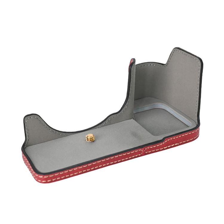 For Sony ILCE-6700 / A6700 Litchi Texture PU Leather Camera Half Case Base(Wine Red) by bashfashion