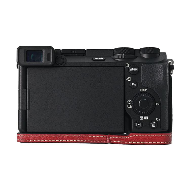 For Sony ILCE-6700 / A6700 Litchi Texture PU Leather Camera Half Case Base(Wine Red) by bashfashion