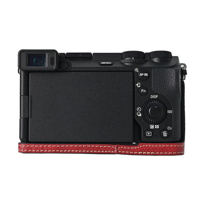 For Sony ILCE-6700 / A6700 Litchi Texture PU Leather Camera Half Case Base(Wine Red) by bashfashion