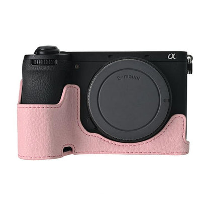 For Sony ILCE-6700 / A6700 Litchi Texture PU Leather Camera Half Case Base(Pink) by bashfashion