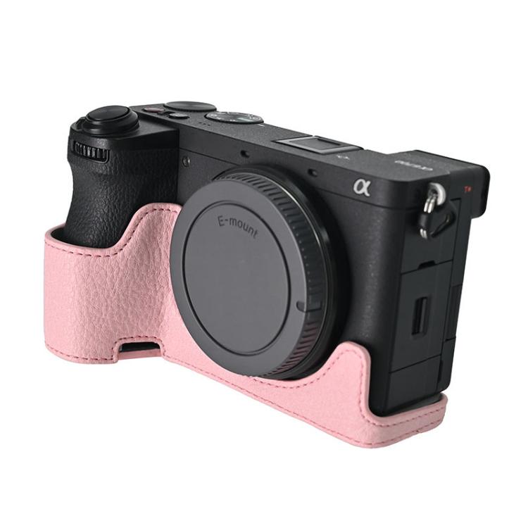 For Sony ILCE-6700 / A6700 Litchi Texture PU Leather Camera Half Case Base(Pink) by bashfashion