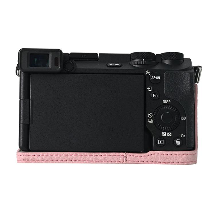For Sony ILCE-6700 / A6700 Litchi Texture PU Leather Camera Half Case Base(Pink) by bashfashion
