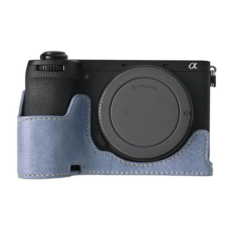 For Sony ILCE-6700 / A6700 Litchi Texture PU Leather Camera Half Case Base(Blue) by bashfashion