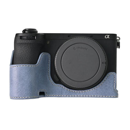 For Sony ILCE-6700 / A6700 Litchi Texture PU Leather Camera Half Case Base(Blue) by bashfashion