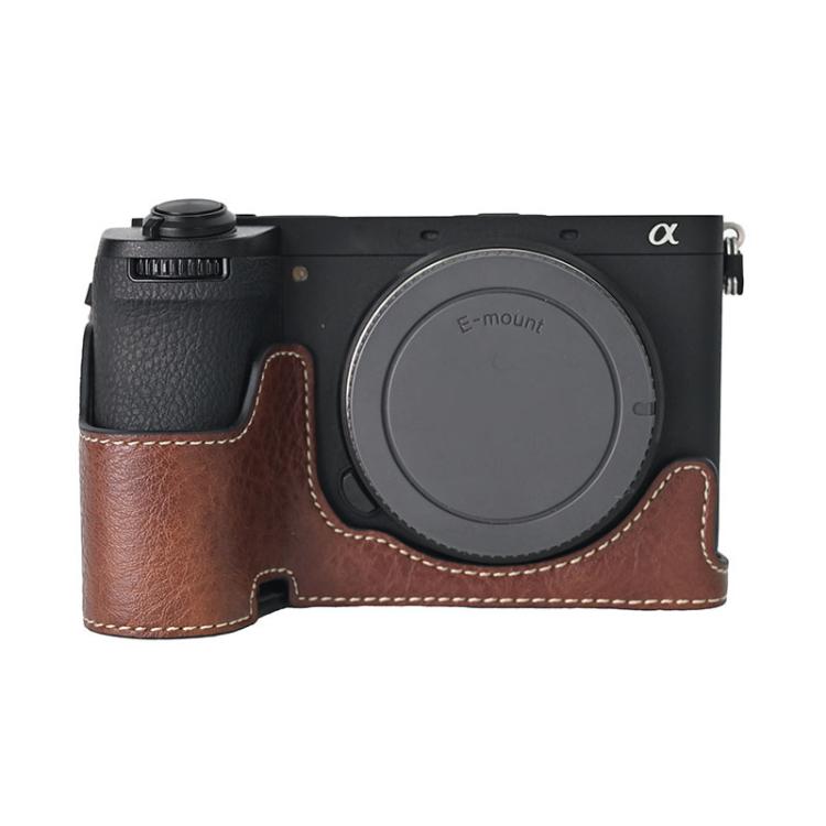 For Sony ILCE-6700 / A6700 Litchi Texture PU Leather Camera Half Case Base(Coffee) by bashfashion