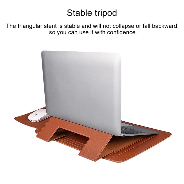 PU05 Sleeve Leather Case Carrying Bag with Small Storage Bag for 13.3 inch Laptop(Yellow) by bashfashion