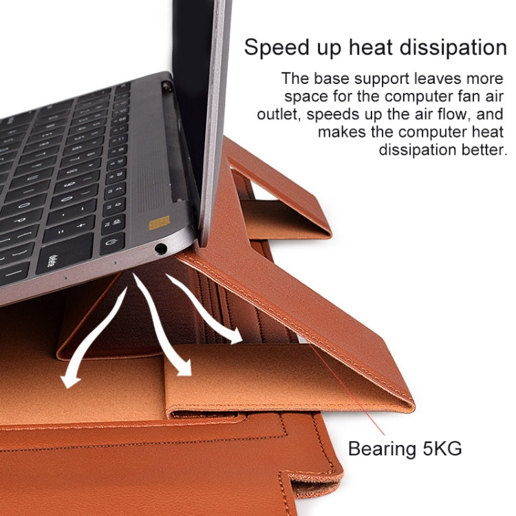 PU05 Sleeve Leather Case Carrying Bag with Small Storage Bag for 13.3 inch Laptop(Green) by bashfashion