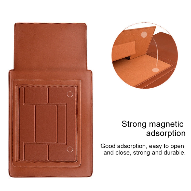 PU05 Sleeve Leather Case Carrying Bag with Small Storage Bag for 14.1 inch Laptop(Green) by bashfashion