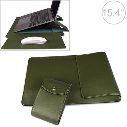 PU05 Sleeve Leather Case Carrying Bag with Small Storage Bag for 15.4 inch Laptop(Green) by bashfashion