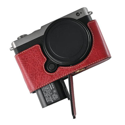 For Panasonic LUMIX S9 Litchi Texture PU Leather Camera Half Case Base(Wine Red) by bashfashion