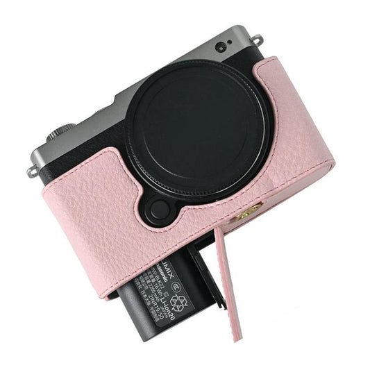 For Panasonic LUMIX S9 Litchi Texture PU Leather Camera Half Case Base(Pink) by bashfashion