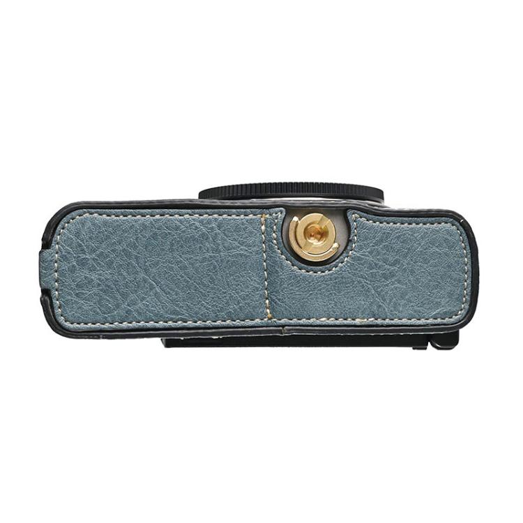 For Panasonic LUMIX S9 Litchi Texture PU Leather Camera Half Case Base(Blue) by bashfashion