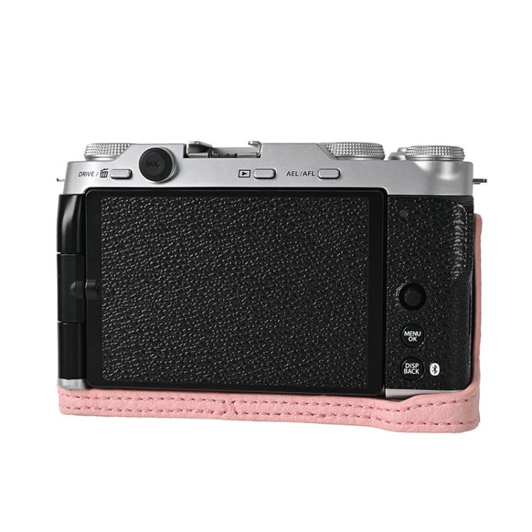 For FUJIFILM X-M5 Litchi Texture PU Leather Camera Half Case Base(Pink) by bashfashion
