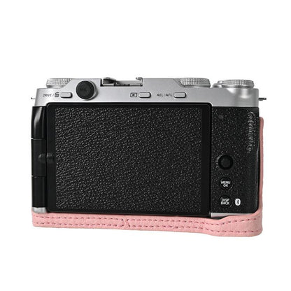 For FUJIFILM X-M5 Litchi Texture PU Leather Camera Half Case Base(Pink) by bashfashion