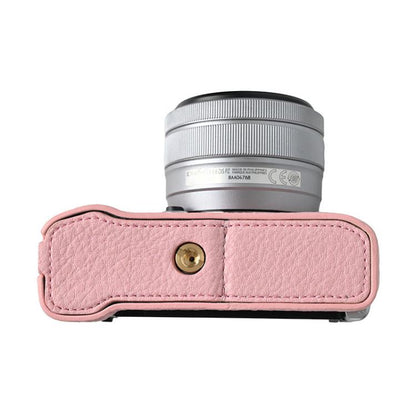 For FUJIFILM X-M5 Litchi Texture PU Leather Camera Half Case Base(Pink) by bashfashion