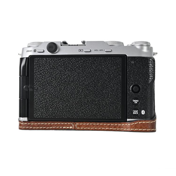 For FUJIFILM X-M5 Litchi Texture PU Leather Camera Half Case Base(Coffee) by bashfashion