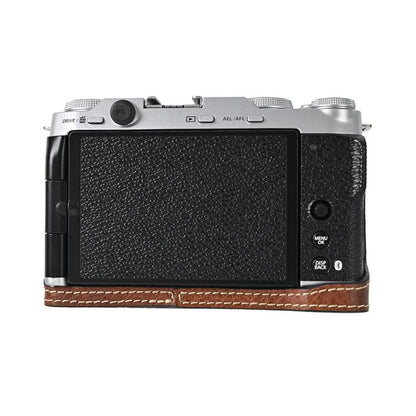 For FUJIFILM X-M5 Litchi Texture PU Leather Camera Half Case Base(Coffee) by bashfashion