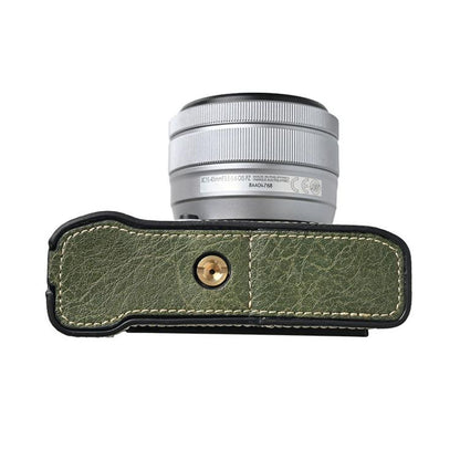 For FUJIFILM X-M5 Litchi Texture PU Leather Camera Half Case Base(Green) by bashfashion
