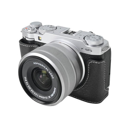 For FUJIFILM X-M5 Litchi Texture PU Leather Camera Half Case Base(Black) by bashfashion