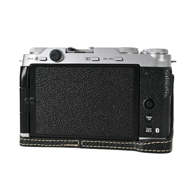 For FUJIFILM X-M5 Litchi Texture PU Leather Camera Half Case Base(Black) by bashfashion