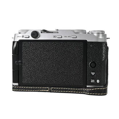 For FUJIFILM X-M5 Litchi Texture PU Leather Camera Half Case Base(Black) by bashfashion