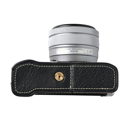 For FUJIFILM X-M5 Litchi Texture PU Leather Camera Half Case Base(Black) by bashfashion