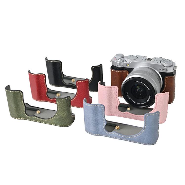 For FUJIFILM X-M5 Litchi Texture PU Leather Camera Half Case Base(Coffee) by bashfashion