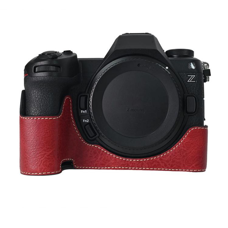 For Nikon Z6III Litchi Texture PU Leather Camera Half Case Base(Wine Red) by bashfashion
