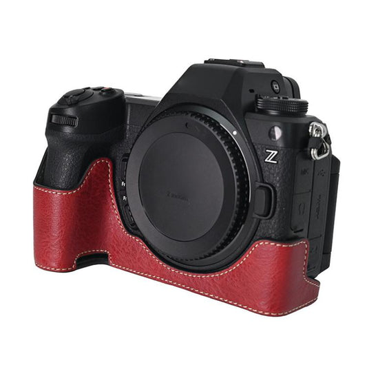 For Nikon Z6III Litchi Texture PU Leather Camera Half Case Base(Wine Red) by bashfashion