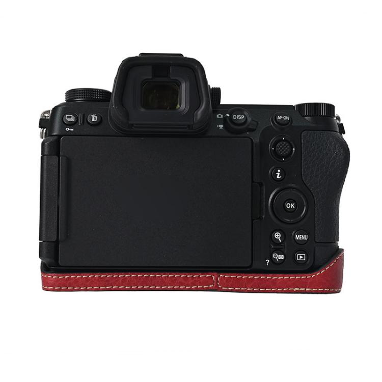 For Nikon Z6III Litchi Texture PU Leather Camera Half Case Base(Wine Red) by bashfashion