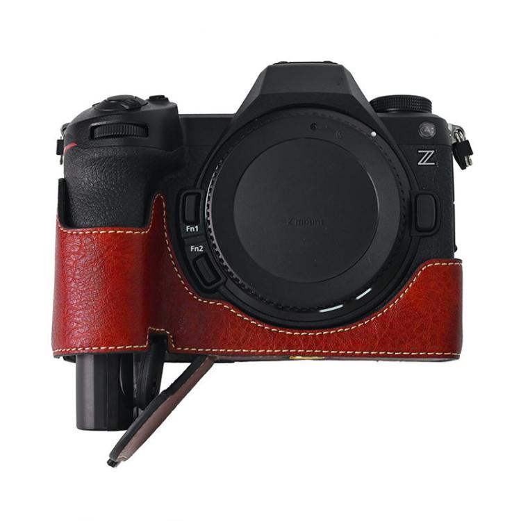 For Nikon Z6III Litchi Texture PU Leather Camera Half Case Base(Wine Red) by bashfashion