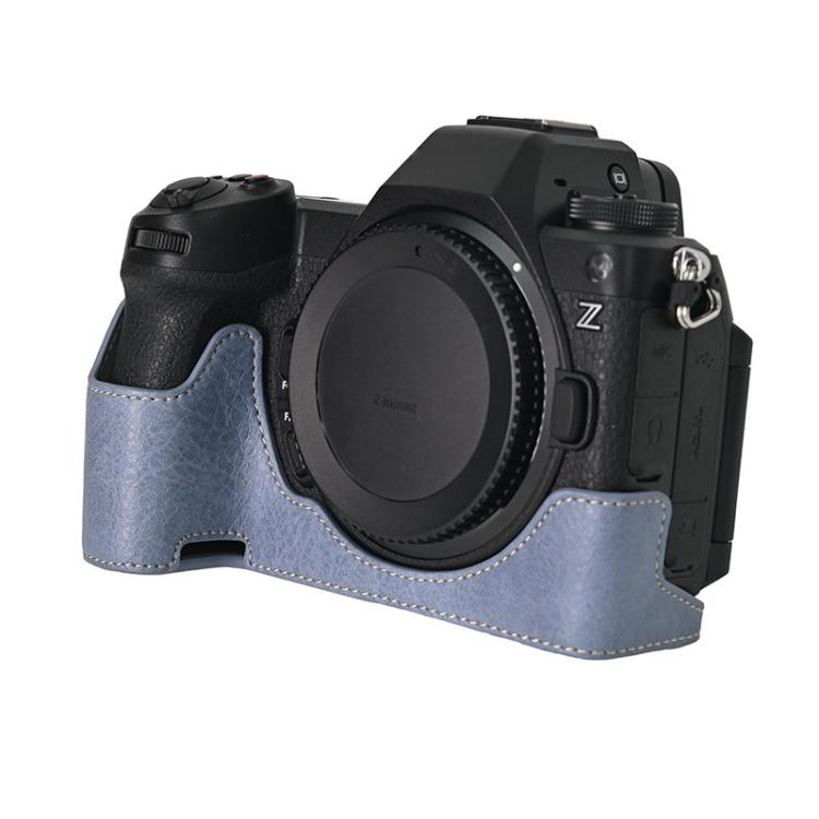 For Nikon Z6III Litchi Texture PU Leather Camera Half Case Base(Blue) by bashfashion