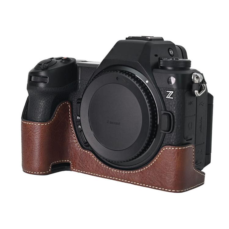 For Nikon Z6III Litchi Texture PU Leather Camera Half Case Base(Coffee) by bashfashion