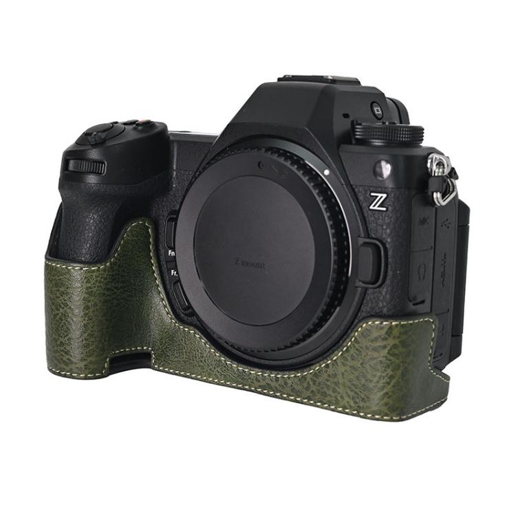 For Nikon Z6III Litchi Texture PU Leather Camera Half Case Base(Green) by bashfashion
