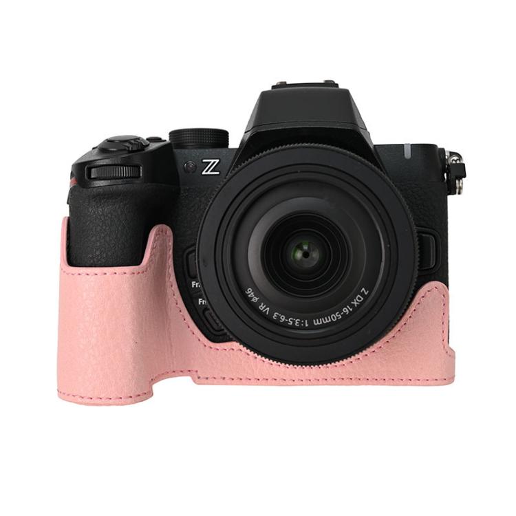 For Nikon Z50II Litchi Texture PU Leather Camera Half Case Base(Pink) by bashfashion
