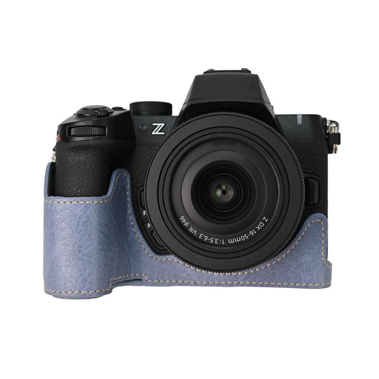 For Nikon Z50II Litchi Texture PU Leather Camera Half Case Base(Blue) by bashfashion