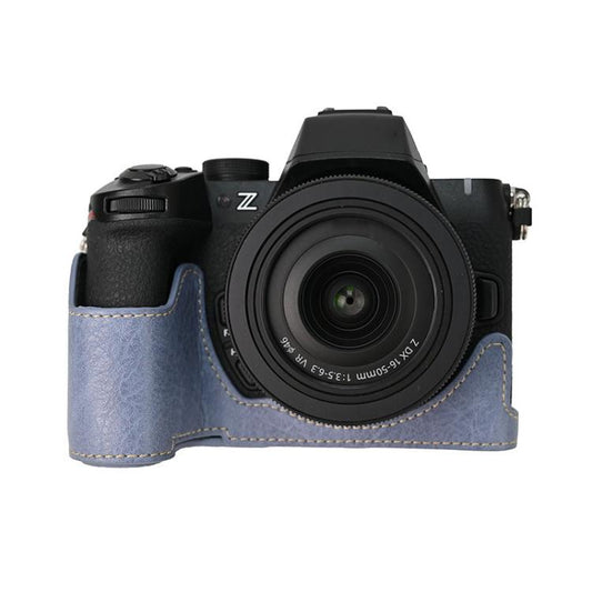 For Nikon Z50II Litchi Texture PU Leather Camera Half Case Base(Blue) by bashfashion