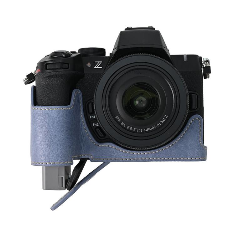 For Nikon Z50II Litchi Texture PU Leather Camera Half Case Base(Blue) by bashfashion