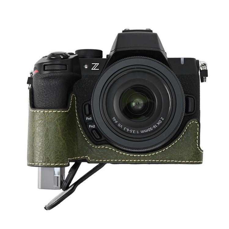 For Nikon Z50II Litchi Texture PU Leather Camera Half Case Base(Green) by bashfashion
