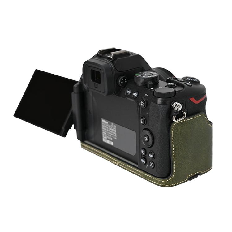 For Nikon Z50II Litchi Texture PU Leather Camera Half Case Base(Green) by bashfashion