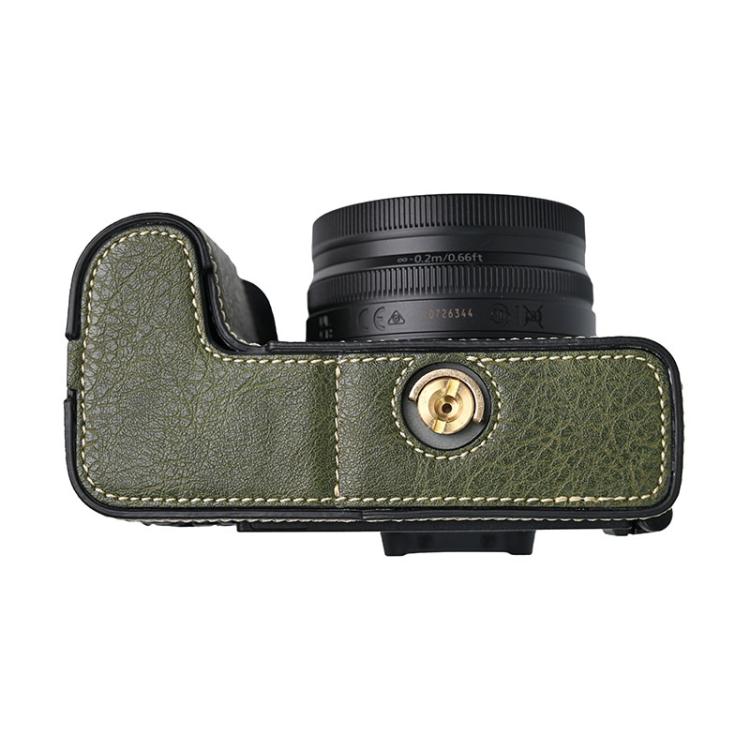 For Nikon Z50II Litchi Texture PU Leather Camera Half Case Base(Green) by bashfashion