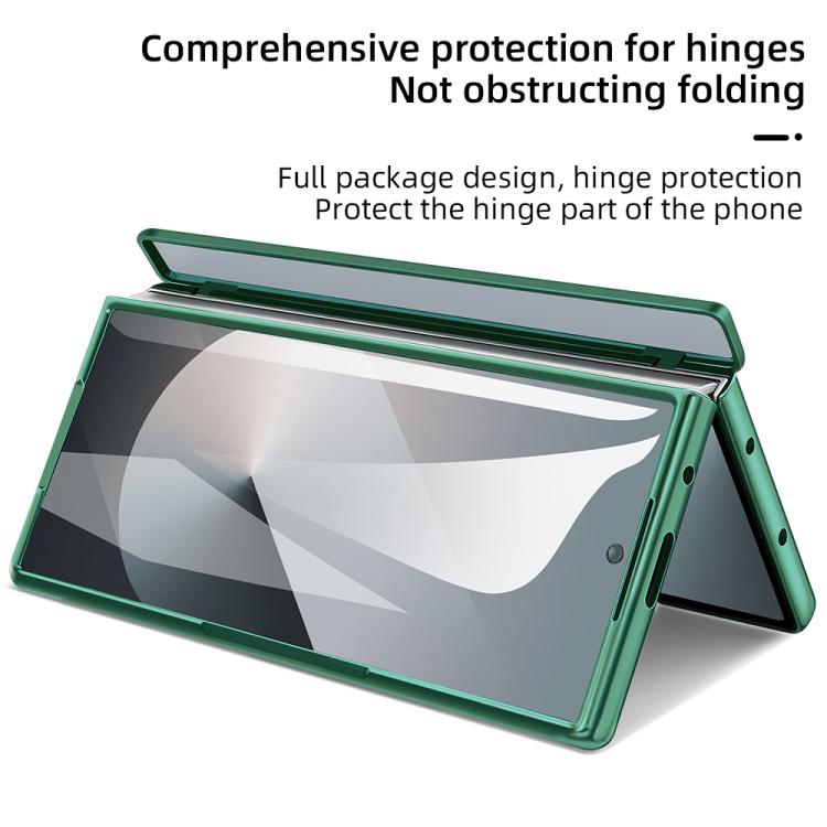 For Samsung Galaxy Z Fold4 5G VIETAO Electroplating Integrated Pen Slot Folding PU Phone Case with Stylus(Green) by VIETAO