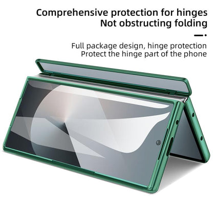 For Samsung Galaxy Z Fold4 5G VIETAO Electroplating Integrated Pen Slot Folding PU Phone Case with Stylus(Green) by VIETAO