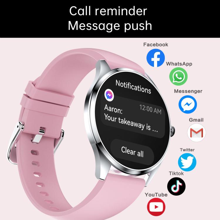 H77 1.43 inch AMOLED Screen Health & Fitness Smart Watch IP67 Waterproof Support BT Call(Pink) by bashfashion