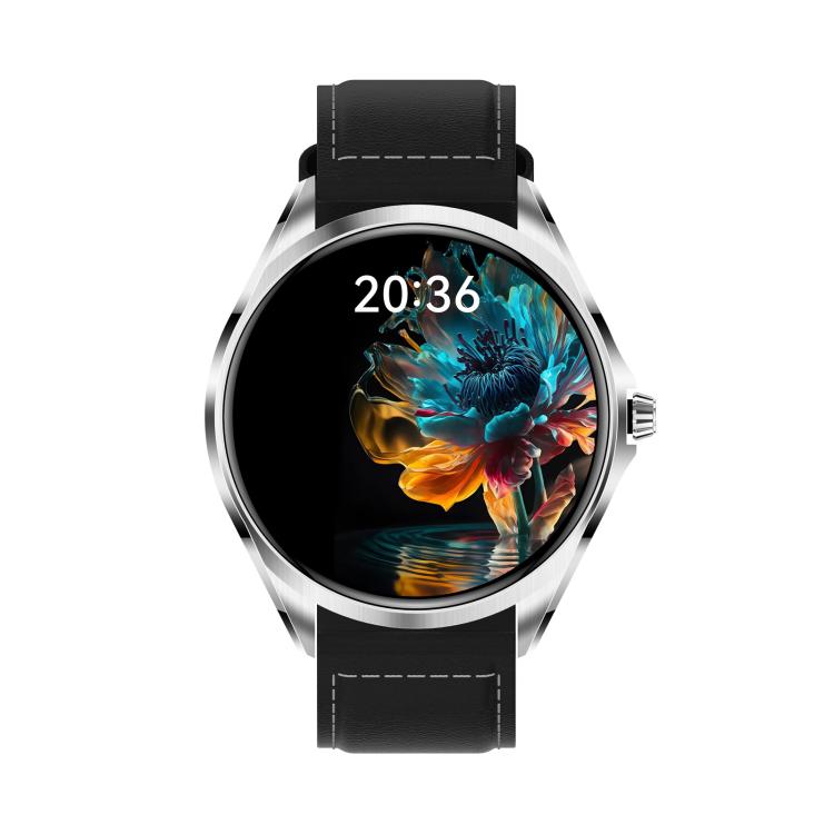 H78 1.43 inch AMOLED Screen Health & Fitness Smart Watch IP67 Waterproof Support BT Call(Silver Shell Black Leather) by bashfashion